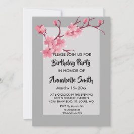 Kersenbloesem verjaardagsfeestje kaart