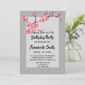 Kersenbloesem verjaardagsfeestje kaart (Staand voorkant)