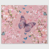 Kersenbloesem & vlinders cadeaupapier (Vlak)