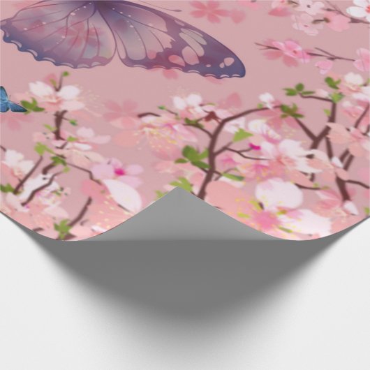 Kersenbloesem & vlinders cadeaupapier (Hoek)