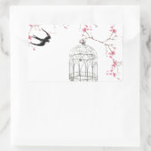Kersenbloesem, vogel, vogelkooi - origineel, stijl rechthoekige sticker (Tas)