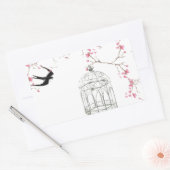 Kersenbloesem, vogel, vogelkooi - origineel, stijl rechthoekige sticker (Envelop)