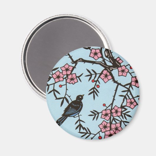 Kersenbloesem Vogelmagneet Magneet (Voorkant / Achterkant)