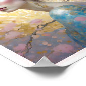 Kersenbloesem Vrouw Art Deco Cirkels Roze Goud Poster (Hoek)