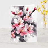Kersenbloesem - Waterverf bloemen Kaart (Gele Bloem)