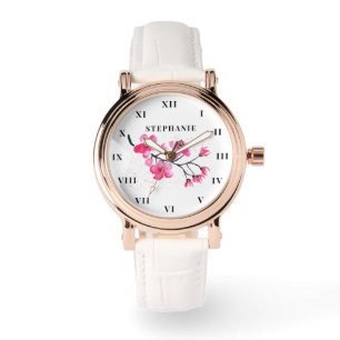 Kersenbloesem Waterverf Floral Sakura Modern Horloge