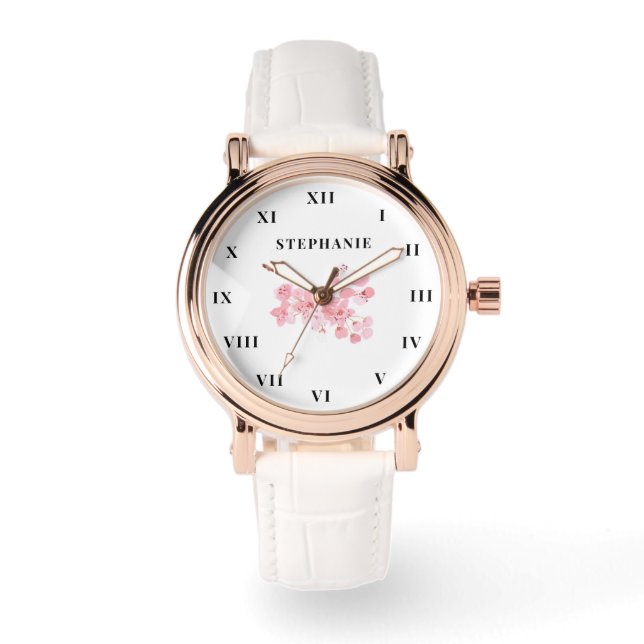 Kersenbloesem Waterverf Floral Sakura Modern Horloge (Voorkant)