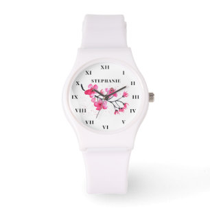 Kersenbloesem Waterverf Floral Sakura Modern Horloge