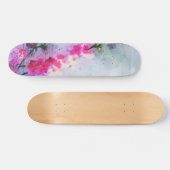 Kersenbloesem Waterverf Kunst Persoonlijk Skateboard (Horizontaal)