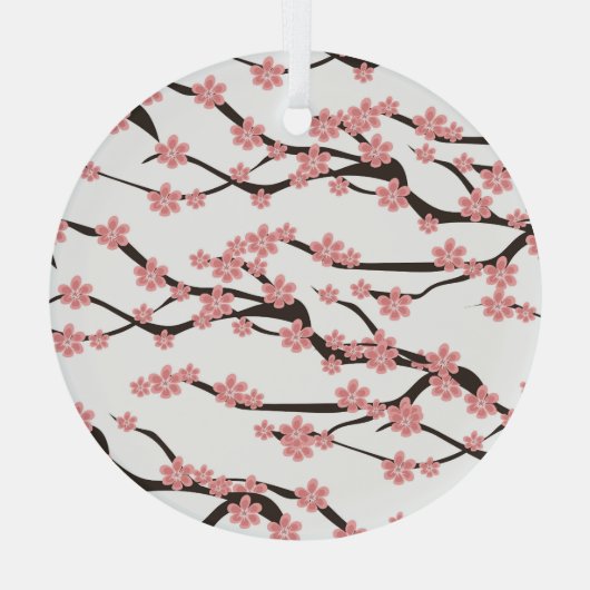 Kersenbloesem:  wit naadloos. glas ornament (Achterkant)