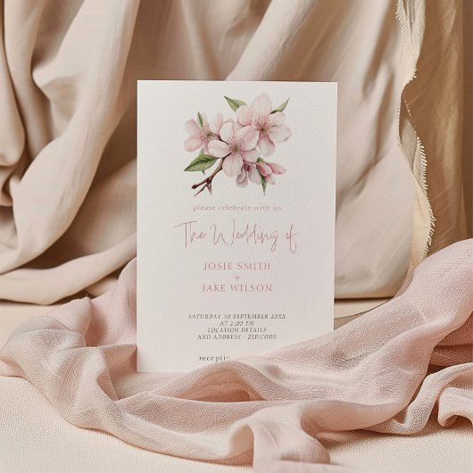 kersenbloesem zachte huwelijksuitnodiging kaart