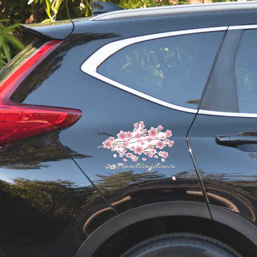 Kersenbloesem Zakelijke Naam Script Auto Decal Sticker (Auto Zijkant)