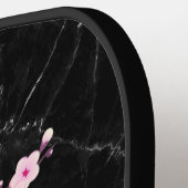 Kersenbloesem zwart marmer monogram pickleball paddle (Links Detail)
