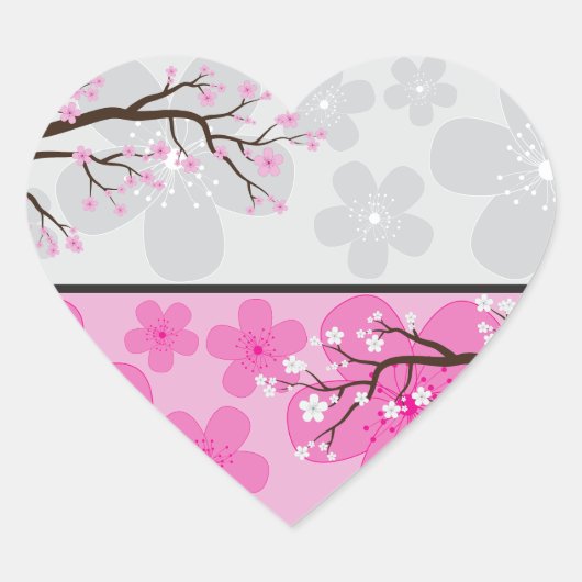 Kersenbloesembanners Hart Sticker (Voorkant)