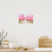 Kersenbloesembomen aan beide zijden bekleed poster (Keuken)