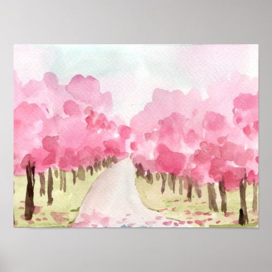 Kersenbloesembomen aan beide zijden bekleed poster (Voorkant)