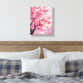 Kersenbloesembomen Roze Bloemschildering Canvas Afdruk (Insitu (Slaapkamer))