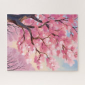 Kersenbloesembomen Roze Bloemschildering Legpuzzel (Horizontaal)