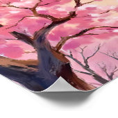Kersenbloesembomen Roze Bloemschilderkunst Poster (Hoek)