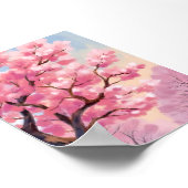 Kersenbloesembomen Roze Bloemschilderkunst Poster (Hoek)