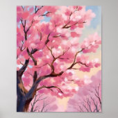 Kersenbloesembomen Roze Bloemschilderkunst Poster (Voorkant)