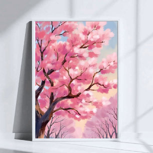 Kersenbloesembomen Roze Bloemschilderkunst Poster