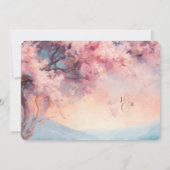 Kersenbloesemboom in de buurt van het meer bruilof kaart (Achterkant)