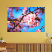 Kersenbloesemboom in roze bloei canvas afdruk (Insitu (Woonkamer))