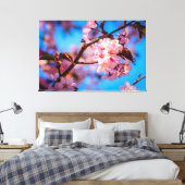 Kersenbloesemboom in roze bloei canvas afdruk (Insitu (Slaapkamer))