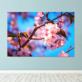 Kersenbloesemboom in roze bloei canvas afdruk (Insitu (Houten vloer))