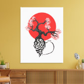 Kersenbloesemboom met Japanse zon Canvas Afdruk (Insitu (Woonkamer))