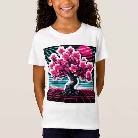 Kersenbloesemboom Synthwave 803 T-shirt (Voorkant)