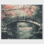 Kersenbloesembrug Sumi-E Landschap Cadeaupapier (Vlak)