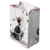 Kersenbloesemkat en vlinders (10) medium cadeauzakje (Voorkant Gekanteld)