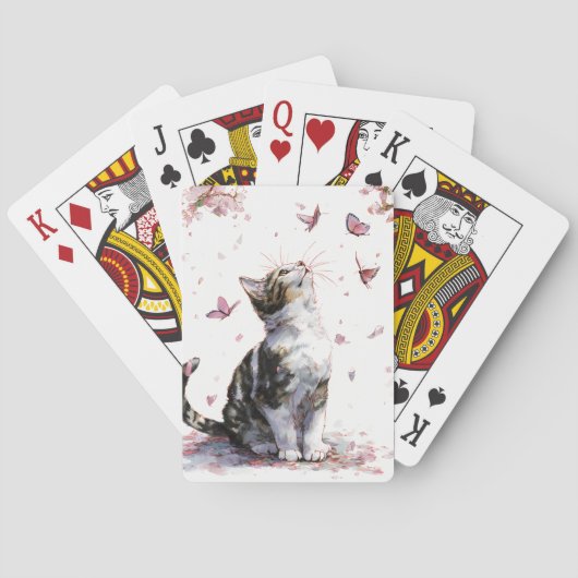 Kersenbloesemkat en Vlinders (10) Pokerkaarten (Achterkant)