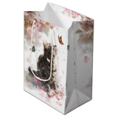 Kersenbloesemkat en vlinders (11) medium cadeauzakje (Voorkant Gekanteld)