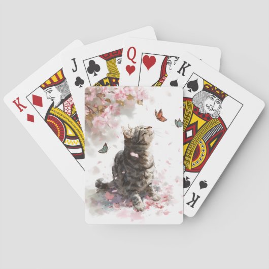 Kersenbloesemkat en Vlinders (11) Pokerkaarten (Achterkant)
