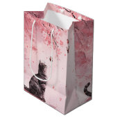 Kersenbloesemkat en vlinders (12) medium cadeauzakje (Voorkant Gekanteld)
