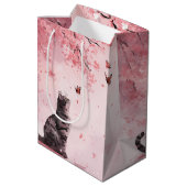Kersenbloesemkat en vlinders (12) medium cadeauzakje (Achterkant Gekanteld)