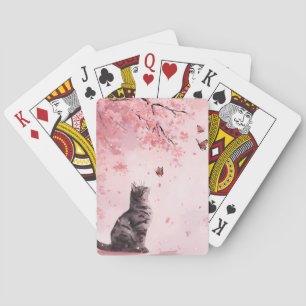 Kersenbloesemkat en Vlinders (12) Pokerkaarten