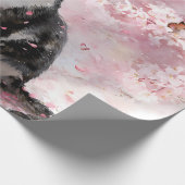 Kersenbloesemkat en vlinders (1) cadeaupapier (Hoek)