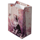 Kersenbloesemkat en vlinders (2) medium cadeauzakje (Achterkant Gekanteld)