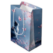 Kersenbloesemkat en Vlinders (4) Medium Cadeauzakje (Achterkant Gekanteld)
