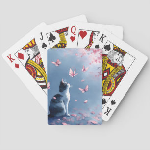 Kersenbloesemkat en Vlinders (4) Pokerkaarten