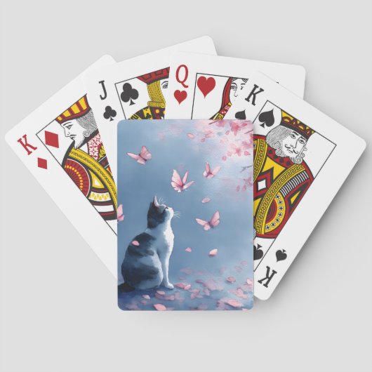 Kersenbloesemkat en Vlinders (4) Pokerkaarten (Achterkant)