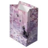 Kersenbloesemkat en vlinders (5) medium cadeauzakje (Voorkant Gekanteld)