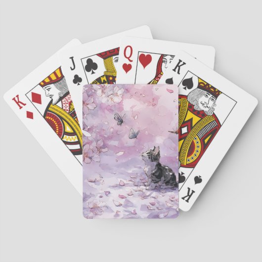 Kersenbloesemkat en Vlinders (5) Pokerkaarten (Achterkant)
