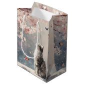 Kersenbloesemkat en Vlinders (6) Medium Cadeauzakje (Voorkant Gekanteld)