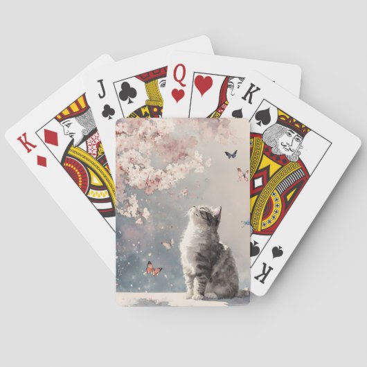 Kersenbloesemkat en Vlinders (6) Pokerkaarten (Achterkant)
