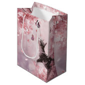 Kersenbloesemkat en vlinders (7) medium cadeauzakje (Voorkant Gekanteld)